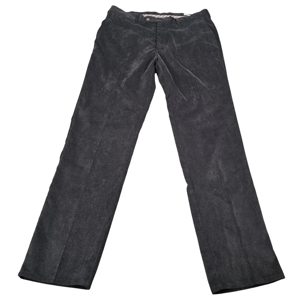 Peter Millar Nanoluxe Corduroy Pants Mens 38 Gray Black MF16B91 Straight Leg